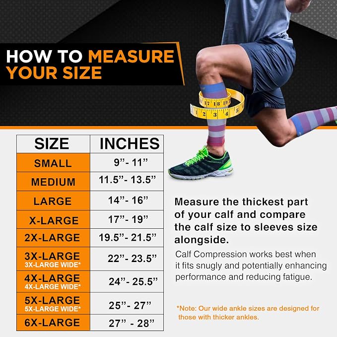 Doc Miller Compression Calf Sleeve for Men & Women, 20-30mmHg | Graduated Support for Running, Shin Splints, Calf Strain, Knee High, Small to 6XL Plus Size