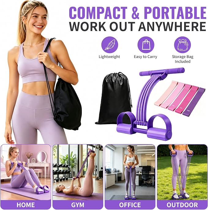 3-in-1 Adjustable Pedal Resistance Band Set with 5 Pcs 5-Level Loop Bands | 8-Tube Multifunctional Exercise Bands with Handles, Home Workout Equipment for Full Body, Glutes, Legs, and Stretching