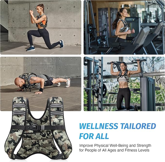 ZELUS Weighted Vest, 6lb/8lb/12lb/16lb/20lb/25lb/30lb Weight Vest with Reflective Stripe for Workout, Strength Training, Running, Fitness, Muscle Building, Weight Loss, Weightlifting