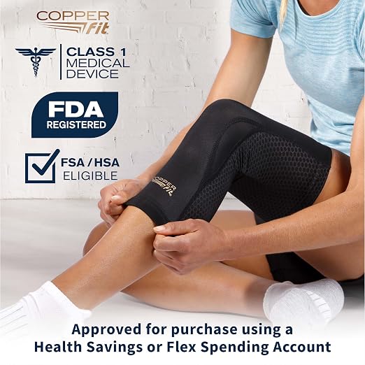 Copper Fit PRO Recovery Knee Compression Sleeve | Knee compression sleeve for arthritis support, knee pain relief, joint stability, and recovery support.