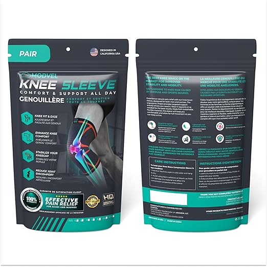 Modvel 2 Pack Knee Brace for Women - Knee Support for Walking, Knee Compression Sleeves for Pain Relief, Knee Sleeves for Women, Knee Brace for Sports, Workouts & Arthritis