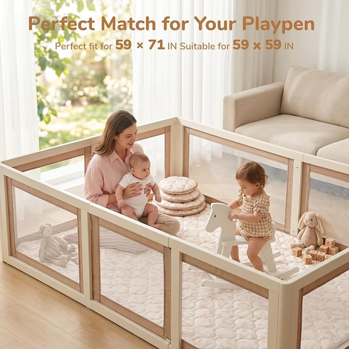 Momcozy Baby Play Mat for Floor, 59"x71" Thickened Playpen Mat | Playmate for Baby Tummy Time, Waterproof & Non-Slip, Foldable Outdoor Mat with Carrying Handle, Leopard