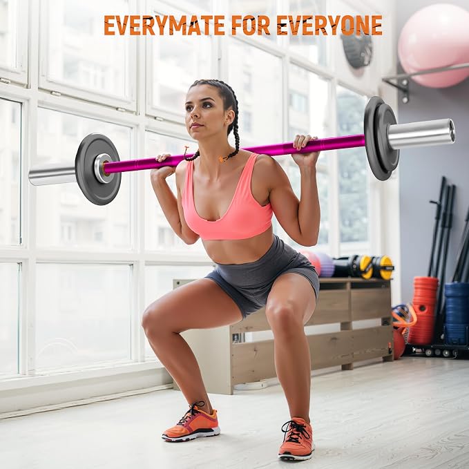 EVERYMATE 5LB Mini Barbell Bar Beginner Women Kid Barbell Total Body Workout Weighted Bar,for Strength Training, for Youth Children New Weightlifting