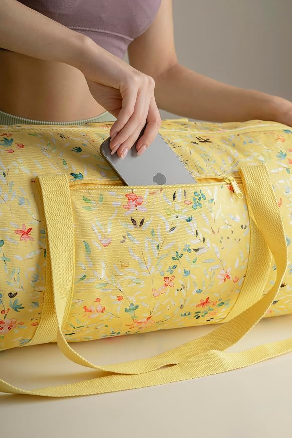 Maison d' Hermine Yoga Mat Duffle Bag Gym Tote Yoga Mat Carry Bag | Cylindrical bag for Woman Men Gifts Adjustable shoulder straps with Drawstring Water Bottle Pocket and zipper pocket