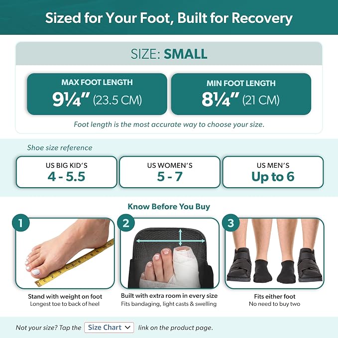 BraceAbility Closed Toe Medical Walking Shoe - Lightweight Broken Toe Cast Boot, Fractured Foot Brace for Metatarsal Stress Fracture, Post-op Bunion, Hammertoe Surgery Recovery - For Men or Women (S)