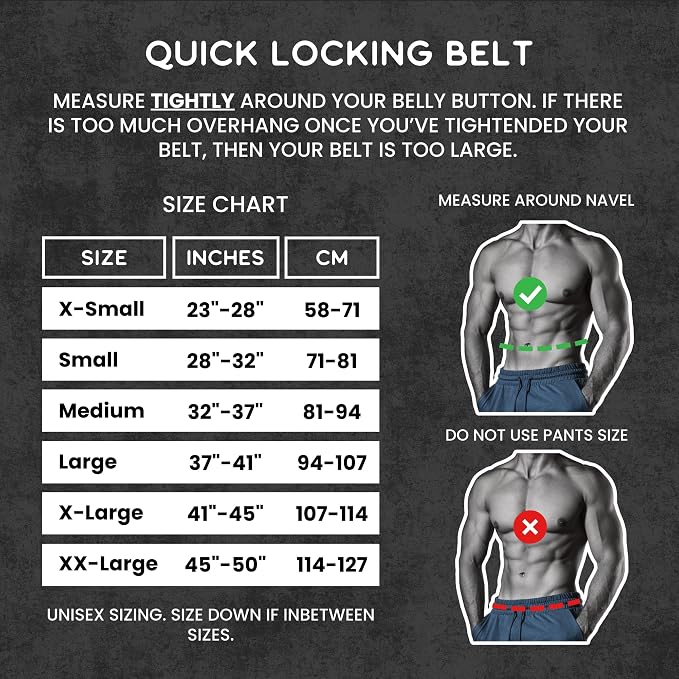 Weight Lifting Belt for Squats, Weightlifting Belt for Deadlifts - 4in Back Support for Bodybuilding | Powerlifting, Locking Metal Buckle, Weight Lifting Belts for Men - Quick Locking