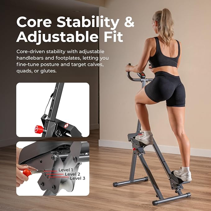 Sunny Health & Fitness Stair Stepper for Home | SunnyFit App Connection, Long Stride Length, Home Gym Exercise, Compact Foldable, Leg and Glute Training