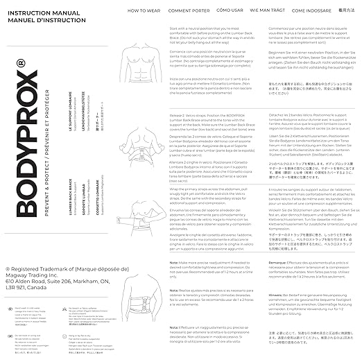 Bodyprox Lumbar Support Back Brace for Men and Women (Plus Size 50" - 70")