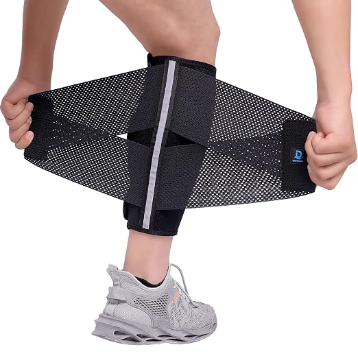 Calf Brace Compression Sleeve for Torn Calf Muscle fit Men & Women, Innovative 2 Layer Elastic Bandage for Legs adds Extra Pressure for Strain, Swelling, Cramps, Varicose Vein -L/XL (Black)