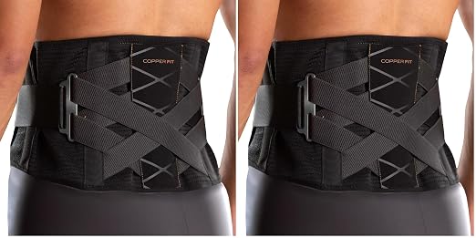 Copper Fit X-Back Brace for Lower Back Pain, Lumbar Support, Herniated Disc, Sciatica, Arthritis – Adjustable, Breathable Design - for Men and Women (Large/XLarge) (Pack of 2)