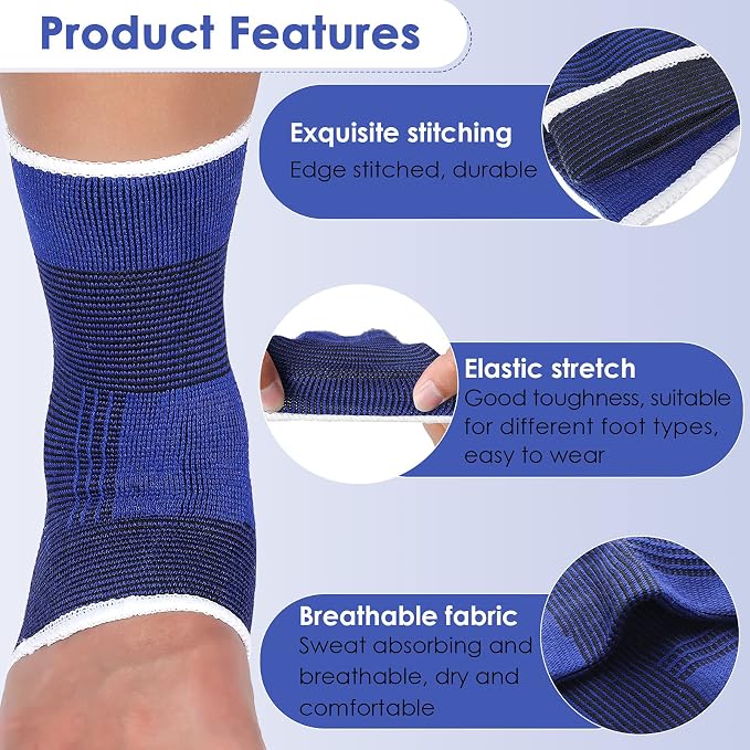 Haysandy 4 Pieces/ 2 Pair Kids Ankle Support Brace Elastic Kids Compression Socks Knitted Ankle Sleeve for Jogging Running Fitness(Dark Blue,10-15 Years)