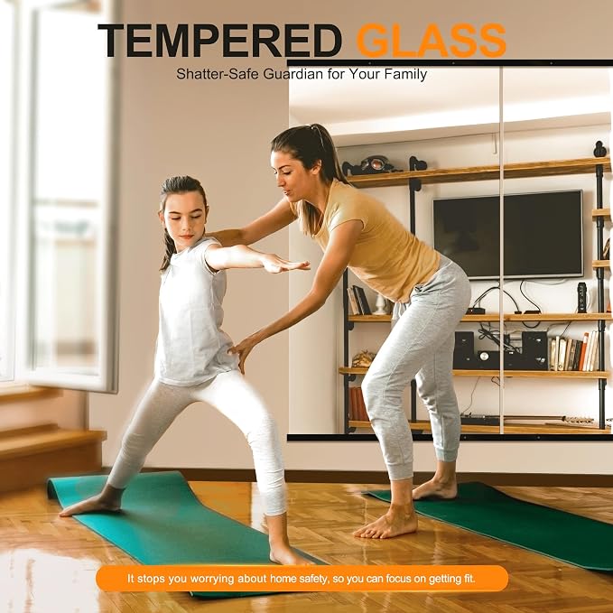 Delma Home Gym Mirror, 54''x28''x2PCS Black Wall Mounted Large Frameless Tempered Glass Wall Mirror for Home Gym, Garage, Bedroom, Bathroom