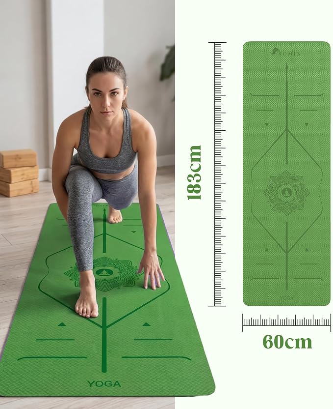 ROMIX Pro Yoga Mat Thick 6mm (1/4 inch), 72"L x 24"W Non-Slip Workout Mat with Alignment Lines, Large Yoga Mats for Women Men With Carry Bag, Exercise Mats for Home Workout Training Equipment