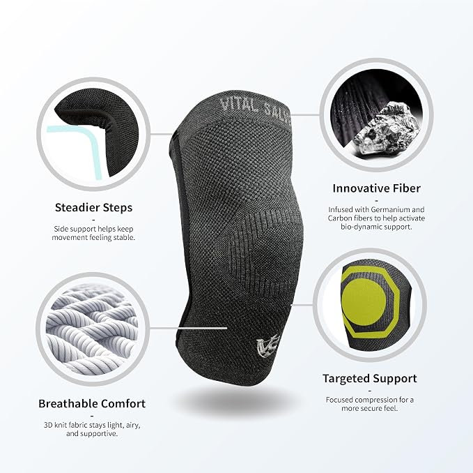 Vital Salveo S-Support 3D Bio-Dynamic Recovery Knee Sleeve – High-Impact Compression for Athletes, Stability & Training-Dark Grey (1PC)/L