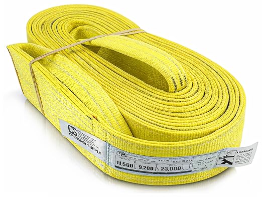 DD Sling 4 Inch x 30 Foot Nylon Lifting Sling – USA Made, 11,500 lb Vertical, 9,200 lb Choker, 23,000 lb Basket – 2-Ply Heavy Duty 900 Webbing, Type 4 Twisted Eye & Eye Rigging Sling