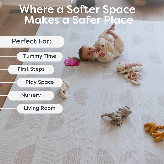 Little Landings Baby Play Mat for Floor - Aura Oat (6x6ft) - Premium EVA Foam Play Mat for Babies & Toddlers (Ages 0-5+) Non-Toxic Playmat for Tummy Time, Crawling & Playroom - Stylish & Comfortable