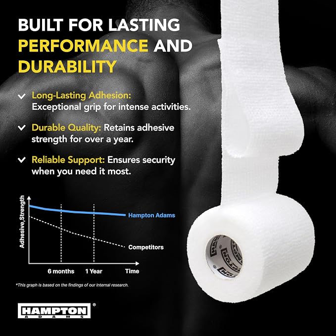Hampton Adams | As Seen on Shark Tank | Self Adhesive Bandage Wrap (14-Pack) | 15ft | Pet Safe | Breathable Athletic Elastic Cohesive Bandage for Sports Injury Ankle Knee Wrist sprains (White)