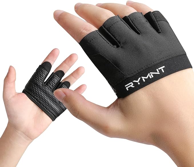 Minimal Workout Gloves for Women Men, Micro Fingerless Gym Gloves Grip Pads | Work Out Gloves for Kettlebells, Weight Lifting, Exercise, Pull Up, ,Cross Training, Silicone Grip Lifting Half Finger Gloves
