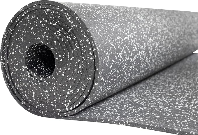 Genaflex Rubber Gym Floor Mat, Heavy Duty Commercial Protective Gym Flooring Roll - 8mm Thick (10% Grey, 4' X 4')