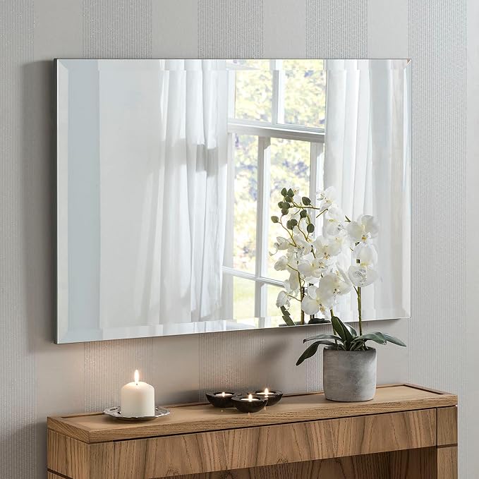 Fab Glass and Mirror Custom Mirror Panels Cut to Size - 1/4” Thick Custom Size Frameless Gym Mirrors, Vanity Mirror - 1" Beveled Edge Mirrors