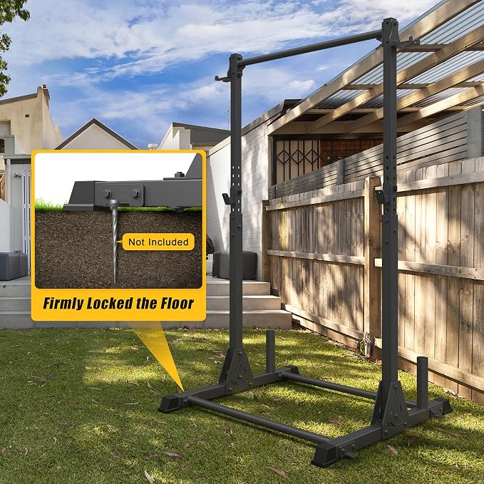Jusgym Pull Up Station, Strength Training Workout Pull Up Bar Free Standing for Home Gym, Adjustable Heavy Duty Pullup Bar Station Outdoor/Indoor, 600LBS Weight Capacity