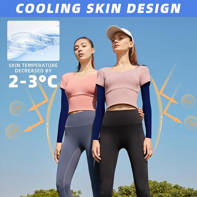 BHYTAKI UV Sun Protection Arm Sleeves, UPF 50 Sports Cooling Arm Compression Sleeves for Men Women Teenager