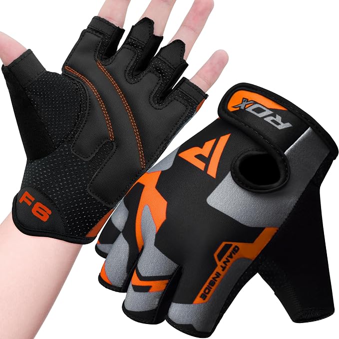 RDX Weight Lifting Gloves Women Fitness Workout, Anti Slip Padded Palm Grip Protection, Elasticated Breathable, Powerlifting Gym Bodybuilding Strength Training, Half Finger, Cycling Calisthenics