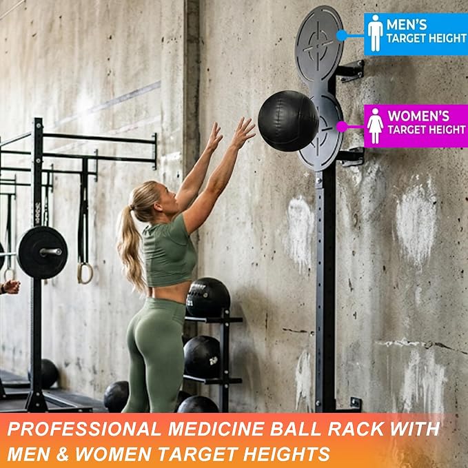 Wall Ball Target for Power Racks, Heavy-Duty Medicine Ball Target Plate with Crosshair Design, Fits 2x2 and 3x3 Squat Racks with 5/8" Holes, Includes Mounting Hardware and Wrenches