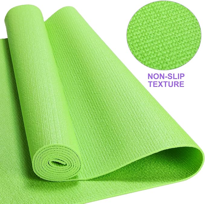 Funtery 3 mm Thin Yoga Mats Bulk, 68 x 24 Inches Lightweight PVC Exercise Mats Non Slip Workout Fitness Pads for Yoga Pilates Stretching Classes Gym Home Studio
