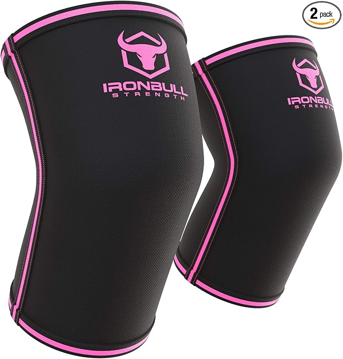 Elbow Sleeves 5mm (1 Pair) - High Performance Elbow Sleeve Support for Weightlifting, Weight Training & Powerlifting - Best Compression Straps - for Men and Women (Small, Black/Pink)