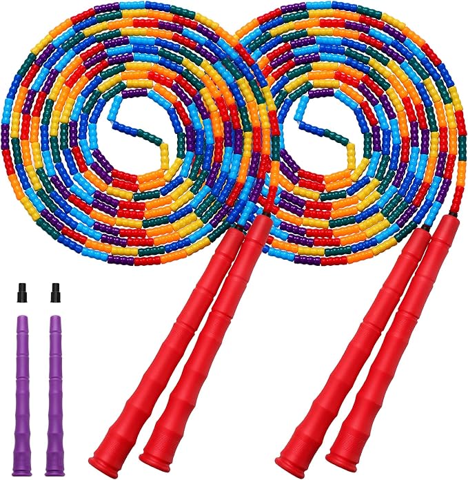 Double Dutch Jump Rope Long Jump Rope 16 FT 1 Pack/2 Pack, Adjustable Soft Beaded Diy Jump Rope for Kids Adult Long Enough for 5-6 Jumpers