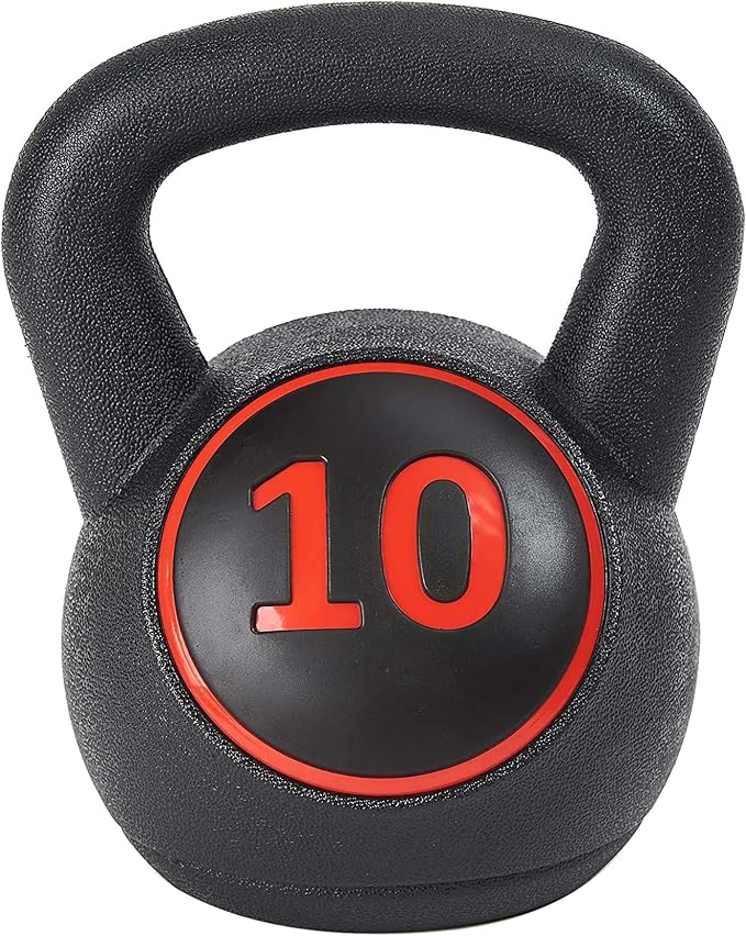BalanceFrom Vinyl Kettlebell Set, 30/45/50/75 Pound Options – Cement-Filled Strength Training Weights with Ergonomic Grip and Color Coding for Full Body Fitness at Home or Gym