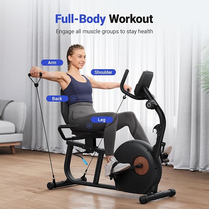 MERACH Recumbent Exercise Bikes for Home with Smart Bluetooth Equipment App | LCD, Heart Rate Handle Stationary Bikes for Home, Magnetic Recumbent Exercise Bike for Seniors Gym S08/S23