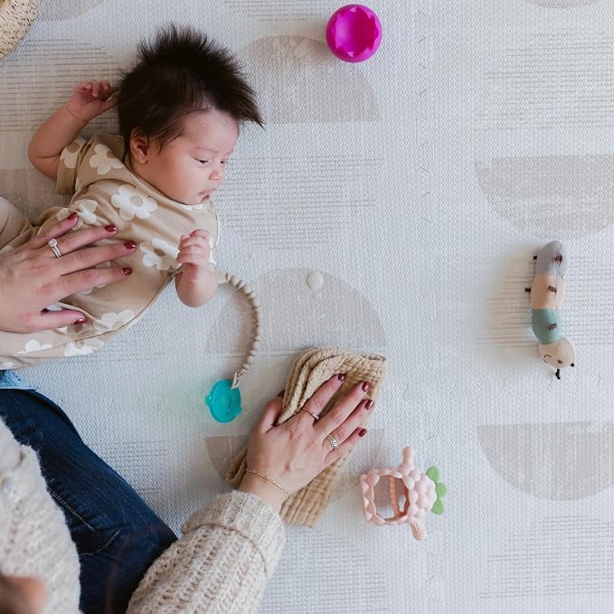 Little Landings Baby Play Mat for Floor - Aura Oat (8x8ft) - Premium EVA Foam Play Mat for Babies & Toddlers (Ages 0-5+) - Non-Toxic Playmat for Tummy Time, Crawling & Playroom - Stylish & Comfortable