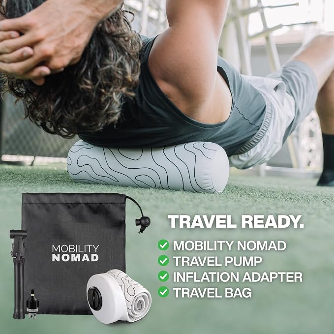 Inflatable Travel Foam Roller for Muscle Recovery and Mobility (Topo Gray, 15")