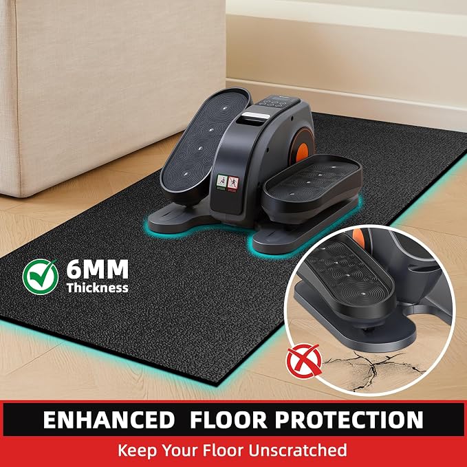GymCope Treadmill Mat for Hardwood Floor Carpet 7'x3'/6'x3'/6'x2.5'/4'x2' | 6mm Thick Exercise Equipment Gym Mat, Compatible with Peloton Bike, Indoor Spin Bike, Elliptical