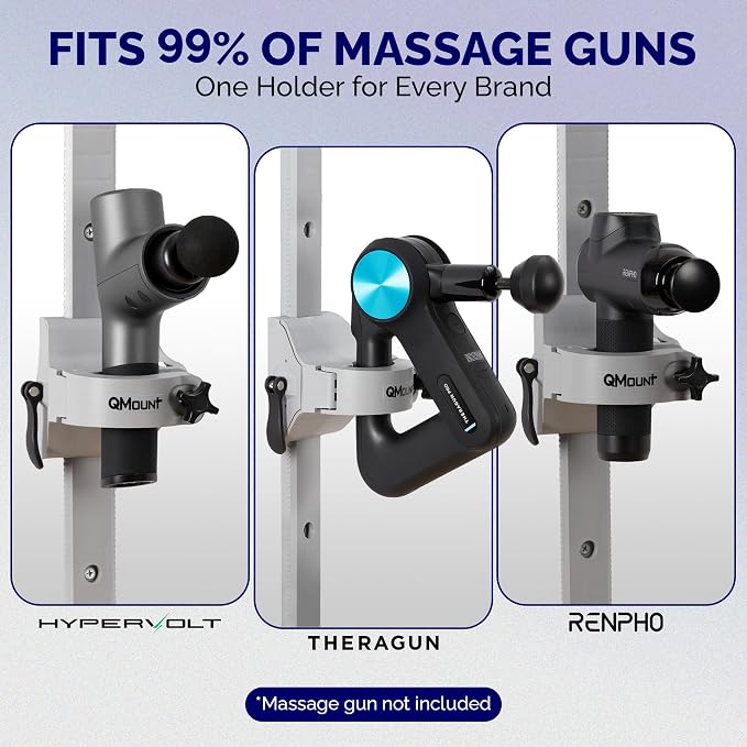 Massage Gun Holder & Wall Mount – Hands-Free for Full Body Muscle Recovery – Fully Adjustable Massage Gun Wall Mount Holder – Heavy Duty, No-Slip, Supports Deep Massaging (Wall Mount)