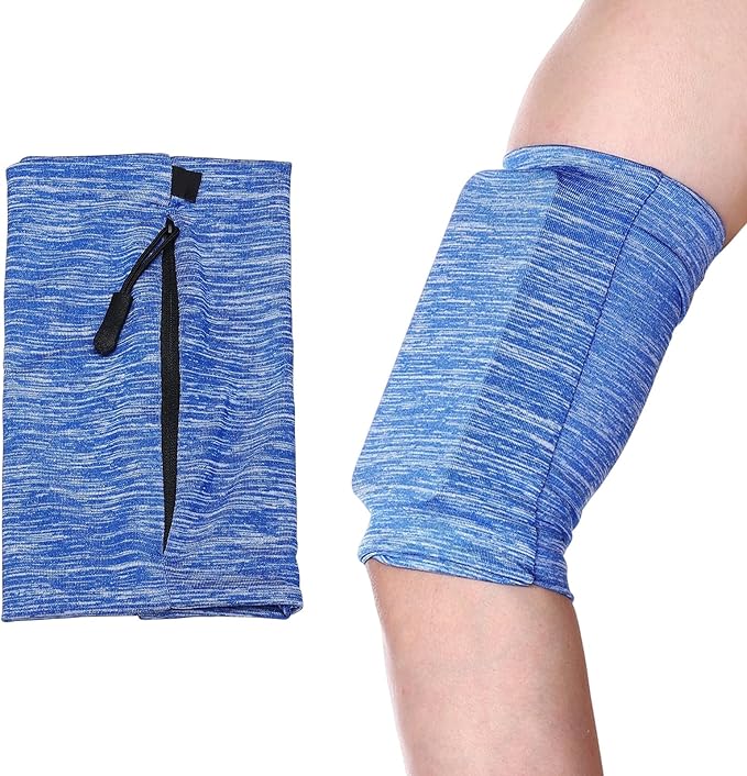 Running Armband Sleeve, Running Armband Phone Holder Elastic Universal Lightweight Cell Phone Arm Band with Zipper M & Dark Blue - Fit for (Hiking/Cycling/Exercise Workout)
