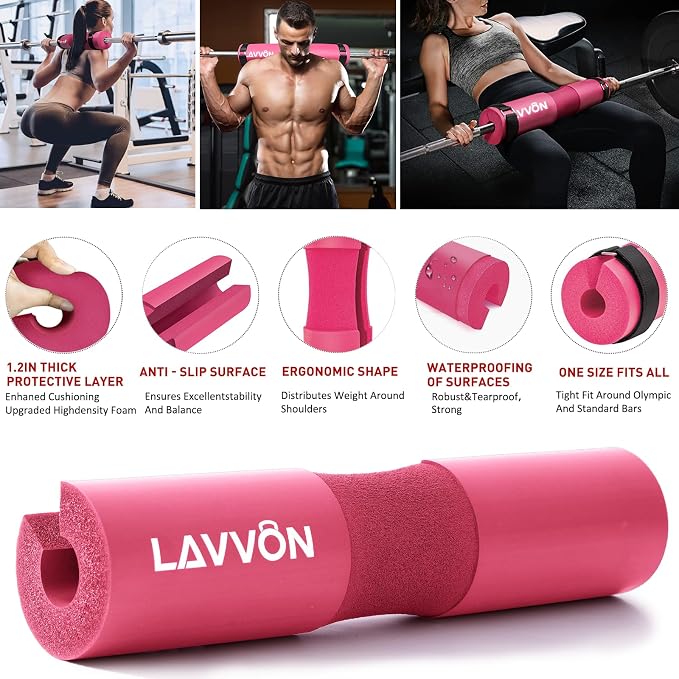 Barbell Pad Set - Hip Thrusts Pads for Squat&Lunges/Bench Press Bar Padding | Standard Olympic Weight Bar Foam Pad,Gym Accessories for Women with Bar Bad -With Ankle Straps,Wrist Straps for Weightlifting
