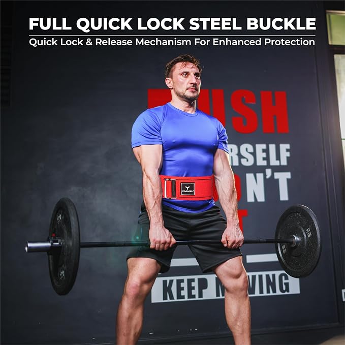 Quick Locking Weight Lifting Belt - Adjustable Lifting Belt for Powerlifting, Squat, Deadlift and Back Support, 4 inch Gym Belt for Men and Women