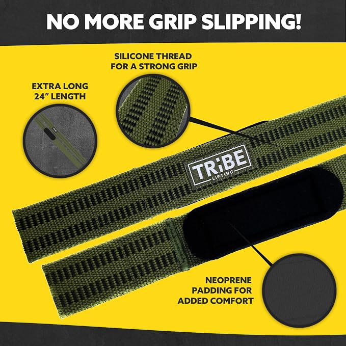21-Inch Wrist Wraps and 24-Inch Lifting Straps Set for Weightlifting | Heavy-duty wrist support wraps, anti-slip silicone grip straps with padded loops, reinforced stitching for heavy lifts