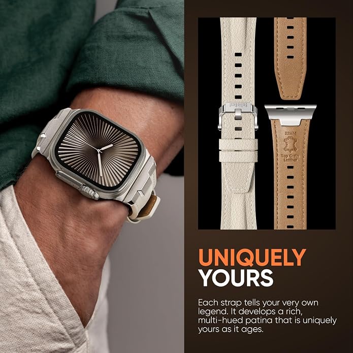 Suitisbest Leather Band Compatible for Apple Watch Ultra Band 49mm 46mm 45mm 44mm 42mm 41mm 40mm, Genuine Leather Replacement Strap for iWatch series 11 10 9 8 7 6 5 4 3 2 1, SE 3 2 1, Ultra 3 2 1