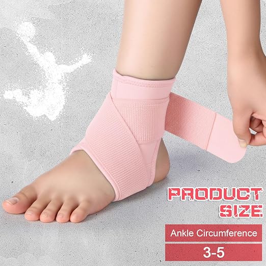 Honoson 2 Pcs Ankle Brace Kid Ankle Support Youth Neoprene Lace up Compression Sleeve Foot Brace Stabilizer with Adjustable Strap for Sport Sprained Plantar Fasciitis Achilles Tendonitis(Pink,S)