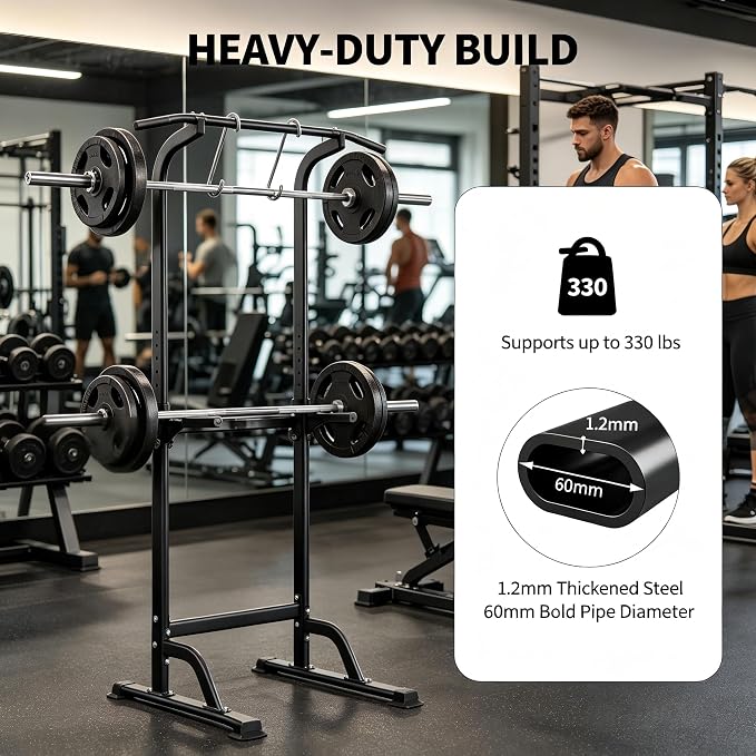 Pull Up Bar for Home Gym, Heavy Duty Dip Station with 330LBS Capacity, Multi-Function Pull Up & Dip Stand for Strength Training, Chin Ups Push Ups, 1.2mm Steel Tube
