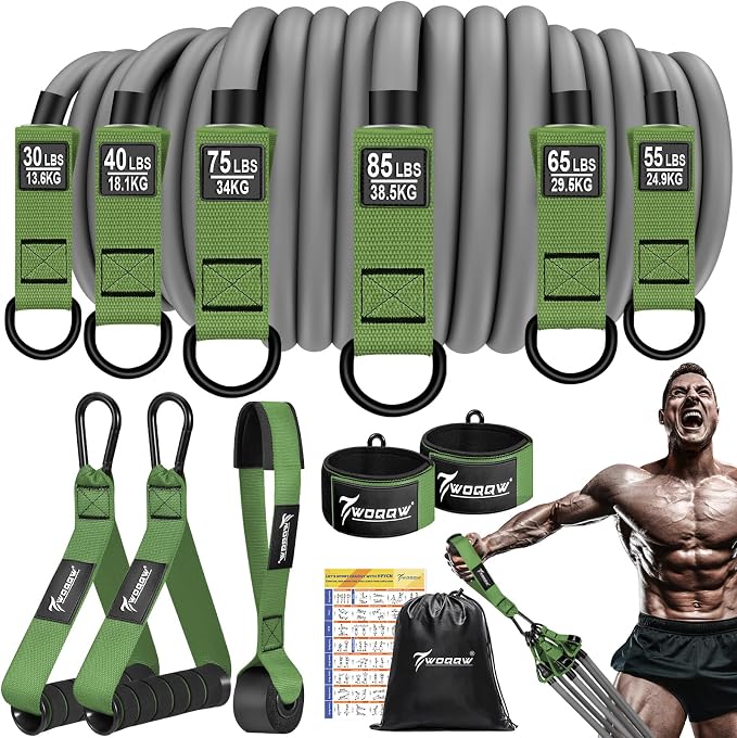 WOQQW Heavy Resistance Bands for Working Out, 350lbs/450lbs Exercise Bands with Handles, Workout Bands Set for Men, Fitness Weight Bands for Muscle Strength Training,Stretching,Slim,Home Gym Equipment