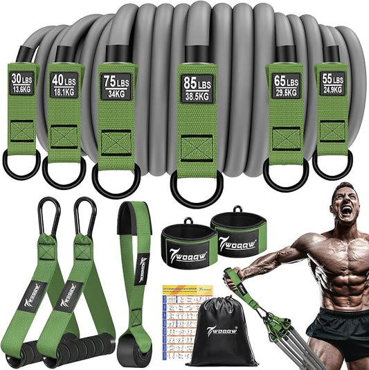 WOQQW Heavy Resistance Bands for Working Out, 350lbs/450lbs Exercise Bands with Handles, Workout Bands Set for Men, Fitness Weight Bands for Muscle Strength Training,Stretching,Slim,Home Gym Equipment