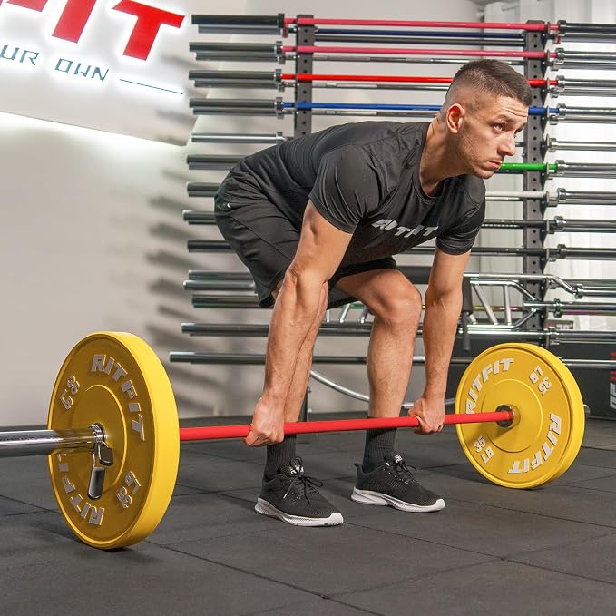 RitFit Elite 7ft Olympic Barbell, Robust 45lb Barbell for Weightlifting and Powerlifting, Superior Olympic Bar with Exceptional 500lbs Load Capacity, Weight Bar for 2” Standard Plates