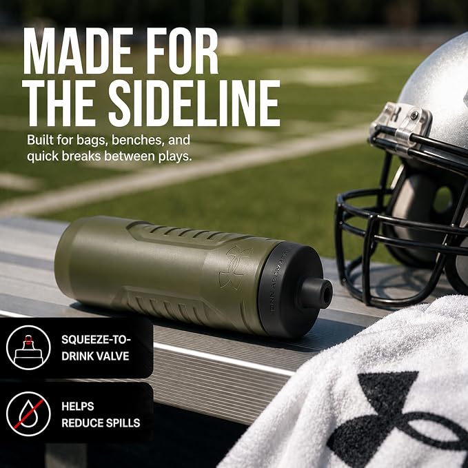 Under Armour Squeeze Water Bottles, 32 oz Water Bottles, Sideline Sports Water Bottle with Quick-Shot Lid, Quick & Easy Hydration, Gym Water Bottles, Squeeze Bottle, 1 32oz