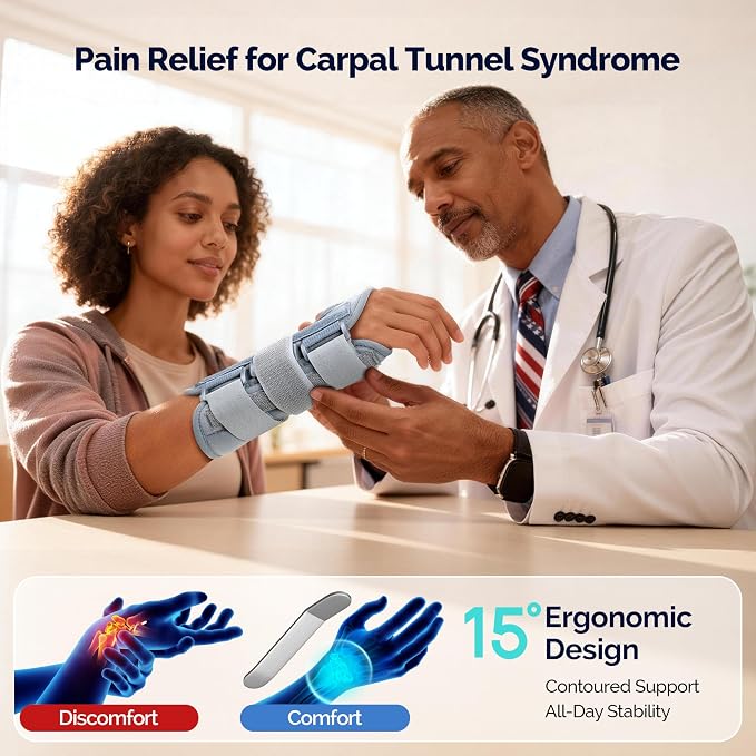 FEATOL 2 Pack Wrist Brace for Carpal Tunnel Relief, Adjustable Wrist Support Brace with Metal Splints Both Hands, Medium/Large, for Arthritis, Tendonitis, Sprain, Injuries, Wrist Pain, Right and Left, Grey