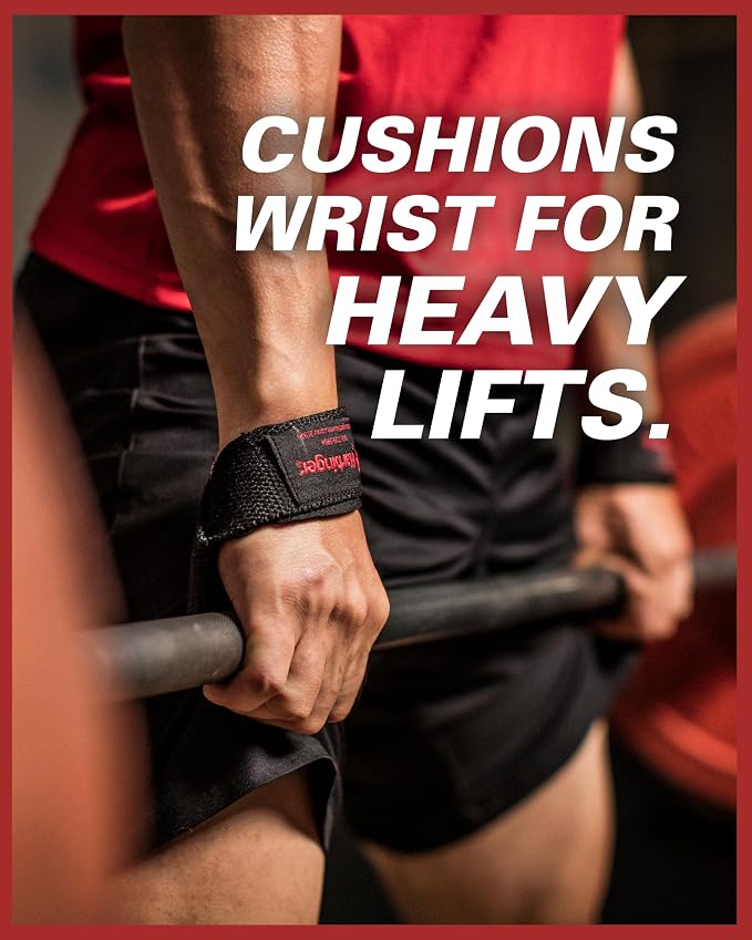 Harbinger Padded Cotton Lifting Straps with NeoTek Cushioned Wrist, 21.5 Inch Length, 1.5 Inch Width, Pair, Weightlifting Wrist Straps for Deadlifts and Strength Training